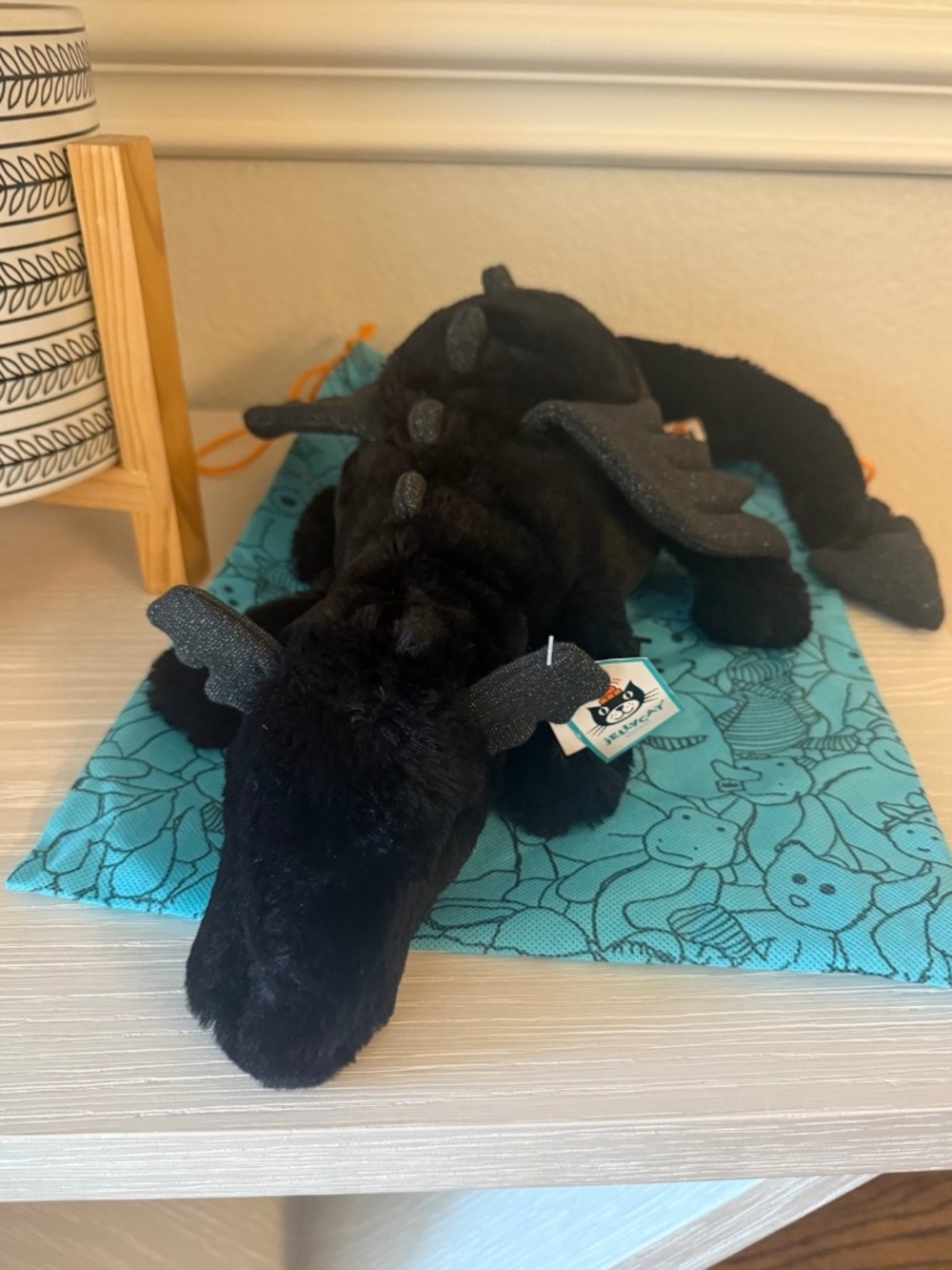 Jellycat Onyx Black Sky Dragon Huge Plush - BNWT w/ Dust Bag